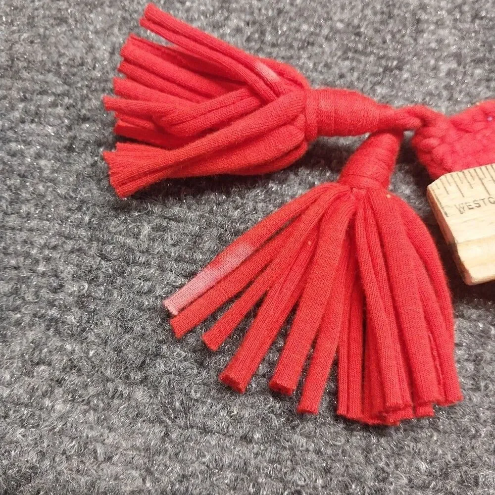 Vintage 70s Boho Yarn Wall Hanging Set of 4 Mini Tassel Folk Art Plaques 4